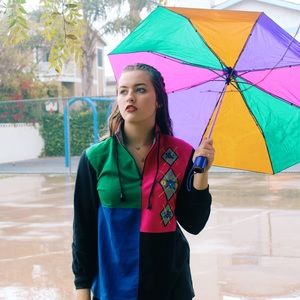 Colorblock embroidered pullover